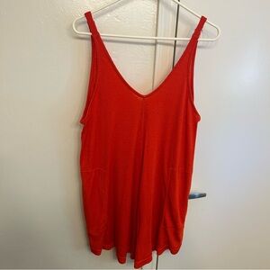 FP Beach by Free People Ribbed V-Neck Tank Dress Orange Red Size Small